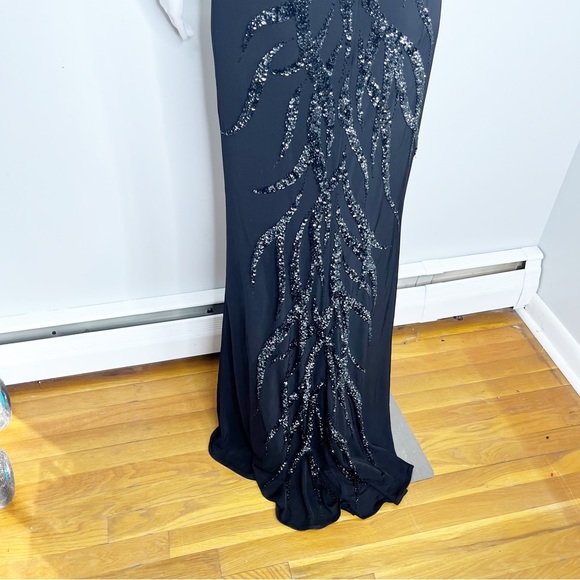 Jovani Black Beaded Open Back High Neck Evening Gown Black Tie Dress Prom Dress - Picture 2 of 6